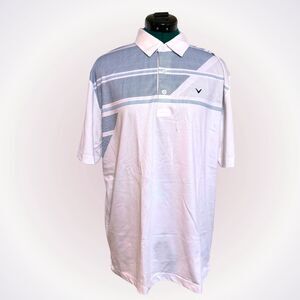 Callaway White + Navy Opti-Dri Golf Polo | Sz M